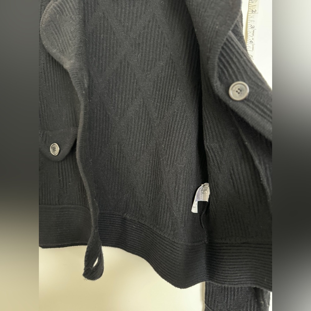 Burberry Black Ribbed Button-Up Wool Sweater Jacket - Picture 13 of 16